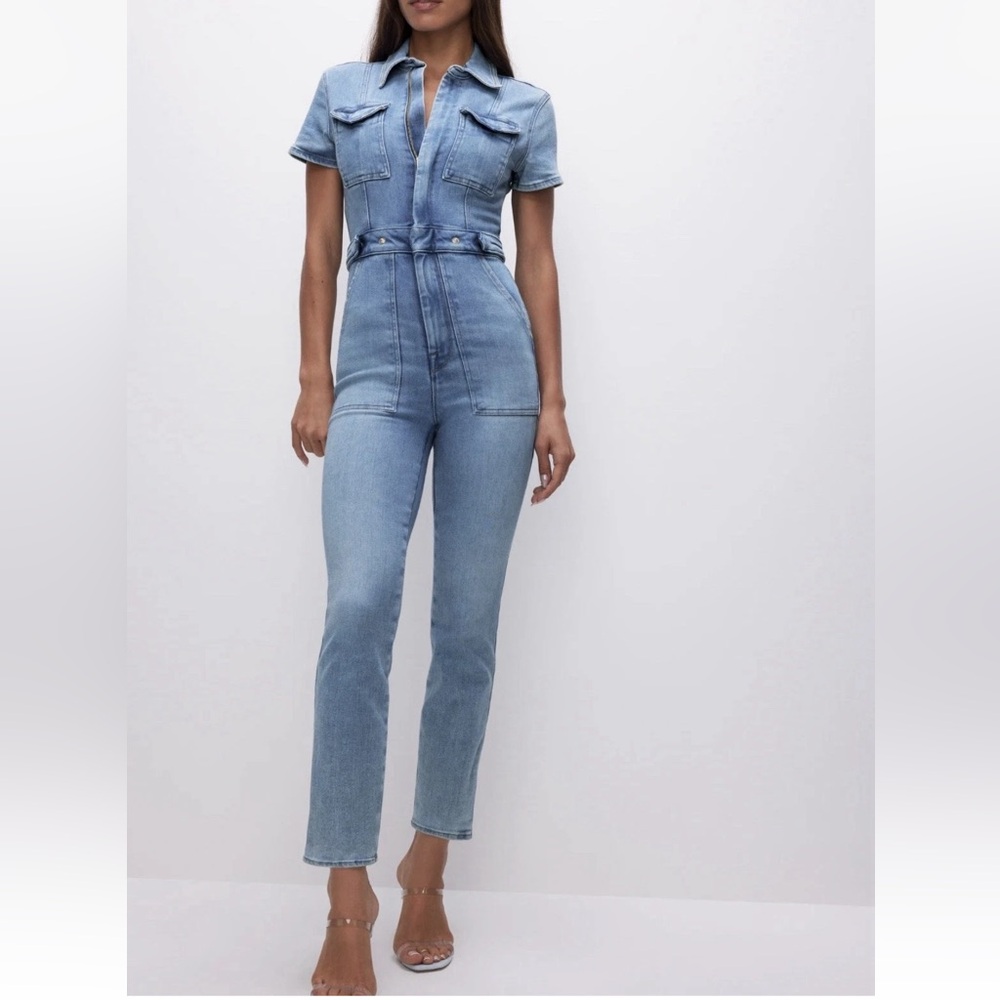 Good American Fit For Success Denim Jumpsuit Medium Wash Size 3 (US large)